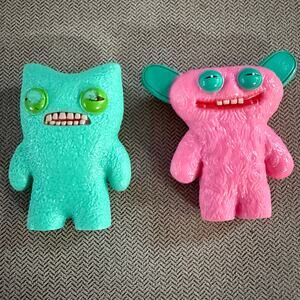 Fuggler Vinyl Figure Lot of 2 Pink & Blue Funny Ugly Monster Mini Figures ZURU